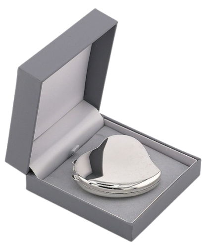 Silver Plated Heart Shaped Compact Mirror JSP028SP